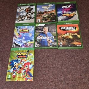 XBox One Game Bundle Of 7 Sonic Mud NFS Monster Jam Skate 3 Sonic Racing